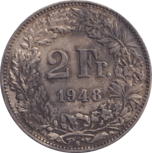 1948 TWO FRANCS FRANCE - SILVER WORLD COINS - Cambridgeshire Coins