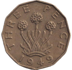1949 BRASS THREEPENCE ( AUNC ) 2 - THREEPENCE - Cambridgeshire Coins