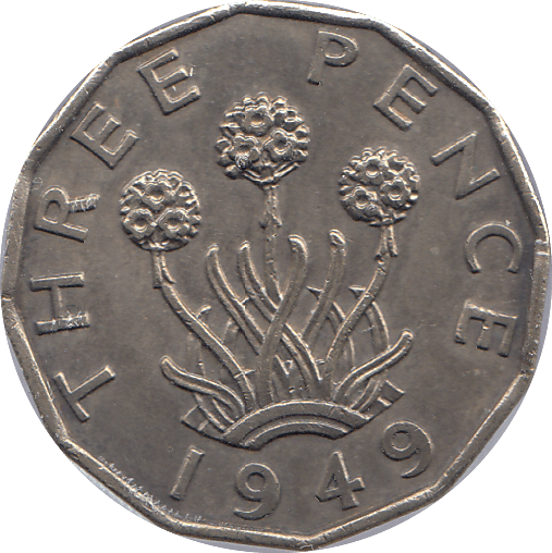 1949 BRASS THREEPENCE ( AUNC ) KD - THREEPENCE - Cambridgeshire Coins