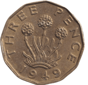 1949 BRASS THREEPENCE ( AUNC ) - THREEPENCE - Cambridgeshire Coins