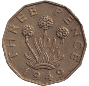 1949 BRASS THREEPENCE ( AUNC ) - THREEPENCE - Cambridgeshire Coins