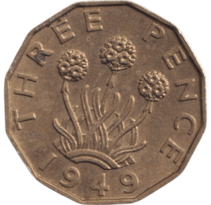 1949 BRASS THREEPENCE ( AUNC ) - THREEPENCE - Cambridgeshire Coins