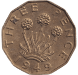 1949 BRASS THREEPENCE ( AUNC ) - THREEPENCE - Cambridgeshire Coins