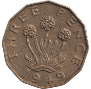 1949 BRASS THREEPENCE ( AUNC ) - THREEPENCE - Cambridgeshire Coins