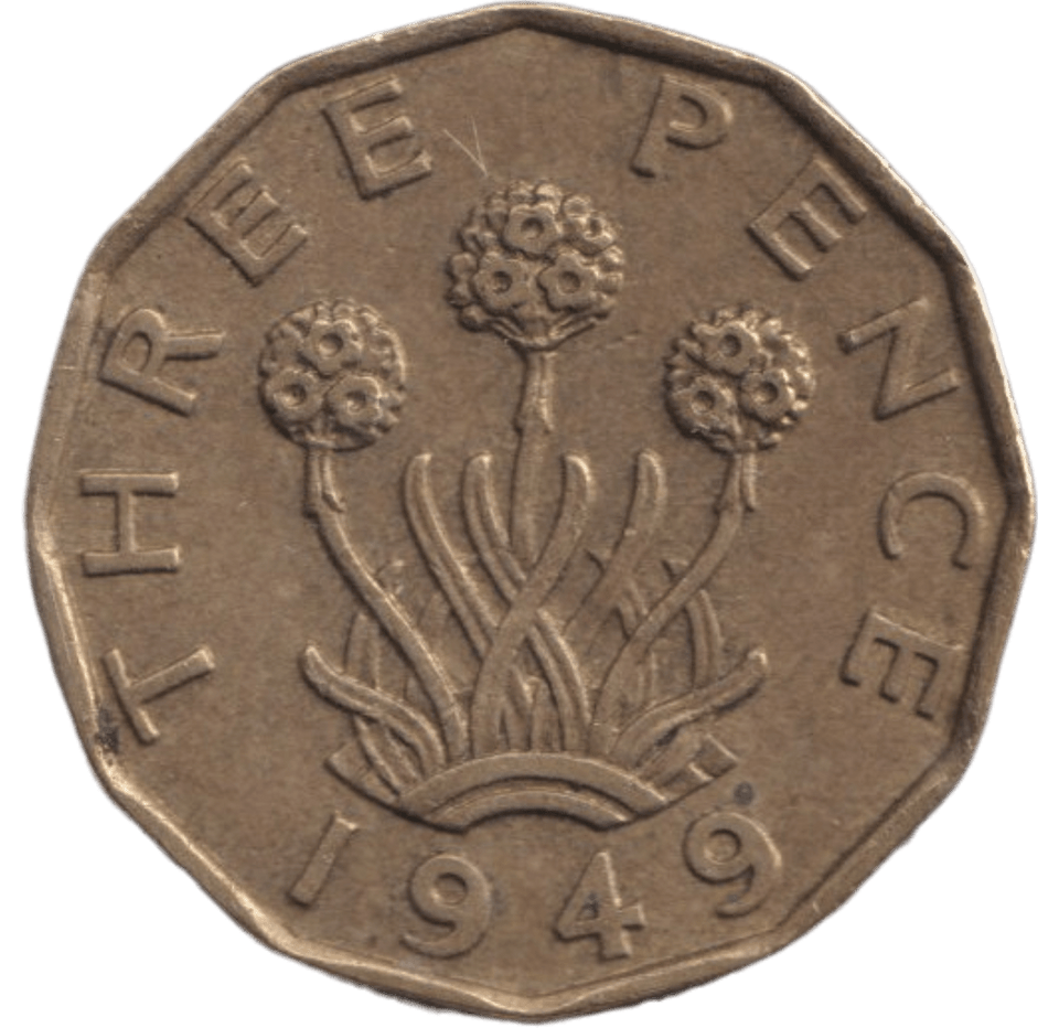 1949 BRASS THREEPENCE ( EF ) 2 - THREEPENCE - Cambridgeshire Coins