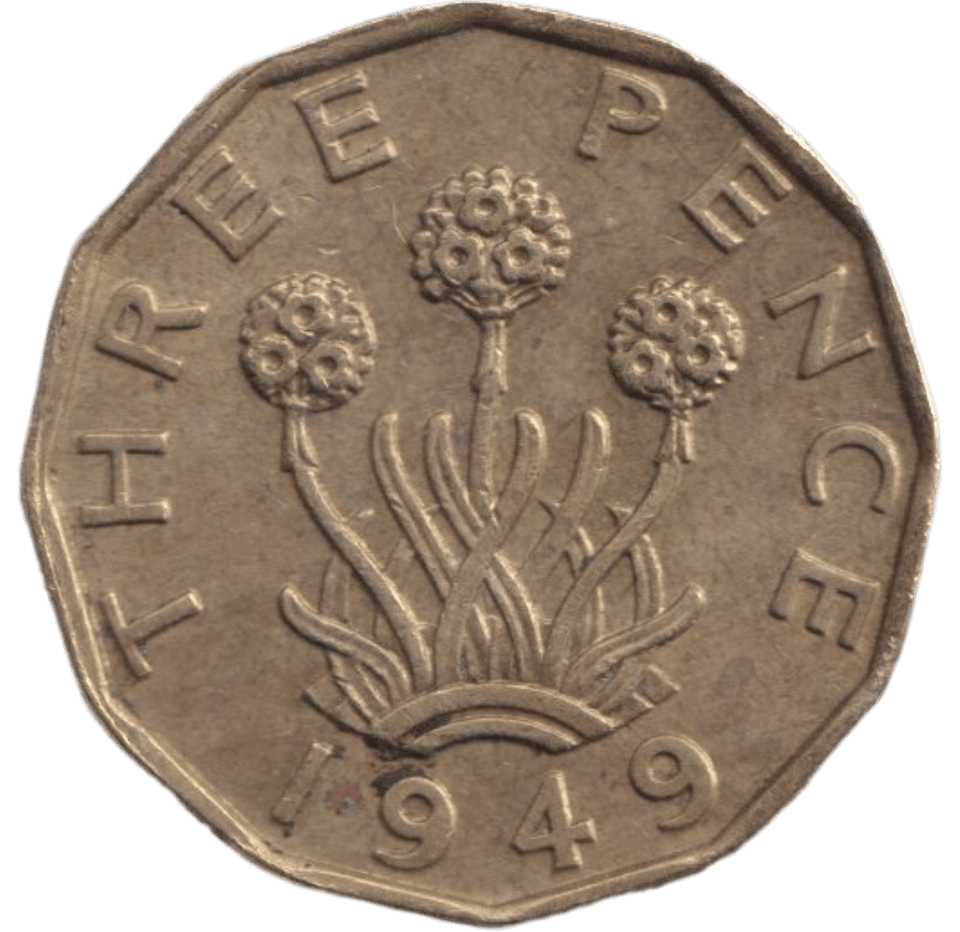 1949 BRASS THREEPENCE ( EF ) - THREEPENCE - Cambridgeshire Coins