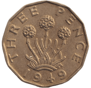 1949 BRASS THREEPENCE ( EF ) - THREEPENCE - Cambridgeshire Coins