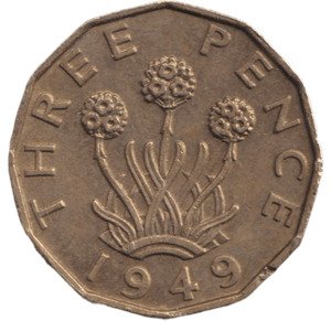 1949 BRASS THREEPENCE ( EF ) - THREEPENCE - Cambridgeshire Coins