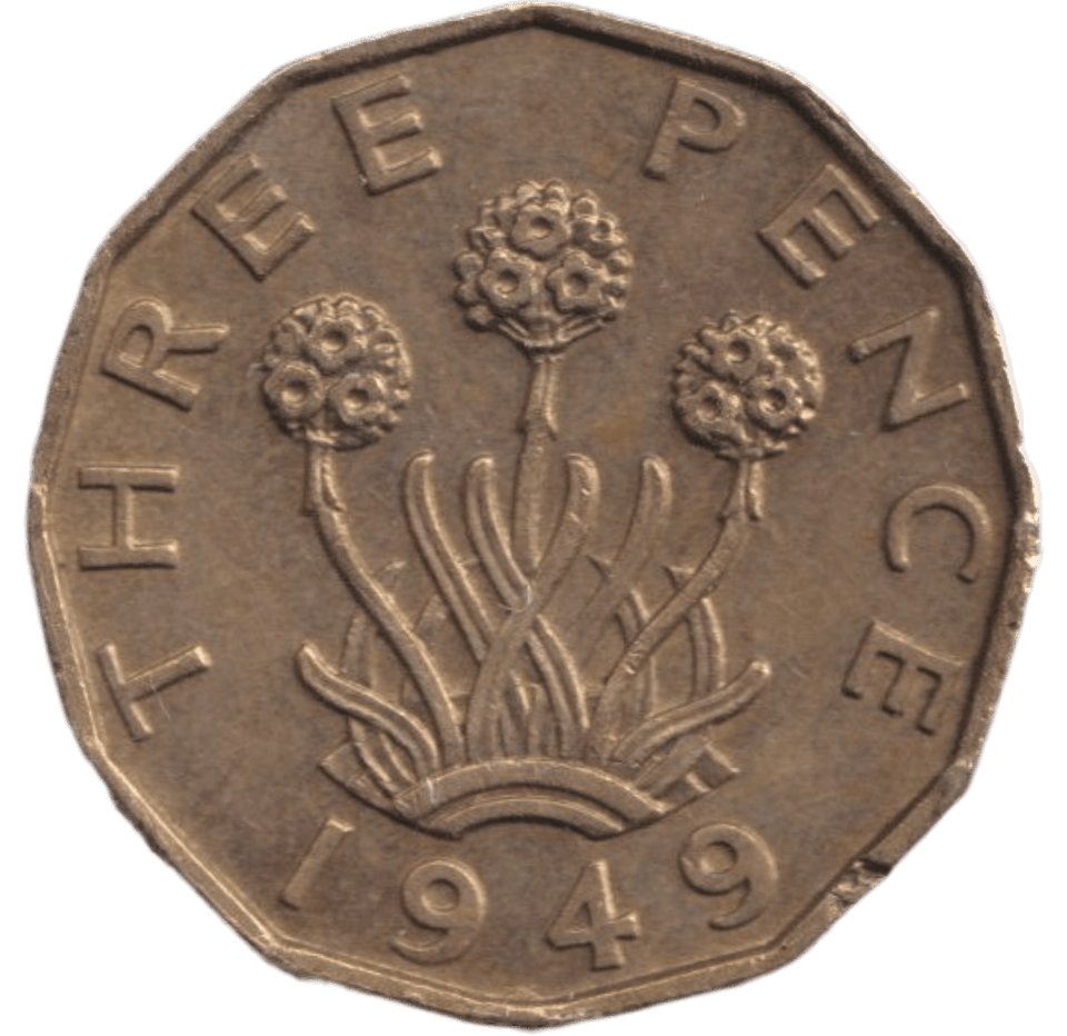 1949 BRASS THREEPENCE ( EF ) - THREEPENCE - Cambridgeshire Coins
