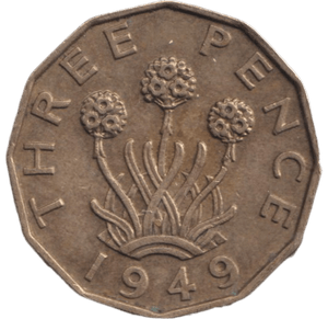 1949 BRASS THREEPENCE ( EF ) - THREEPENCE - Cambridgeshire Coins
