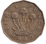 1949 BRASS THREEPENCE ( EF ) - THREEPENCE - Cambridgeshire Coins