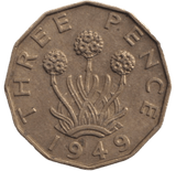 1949 BRASS THREEPENCE ( EF ) - THREEPENCE - Cambridgeshire Coins