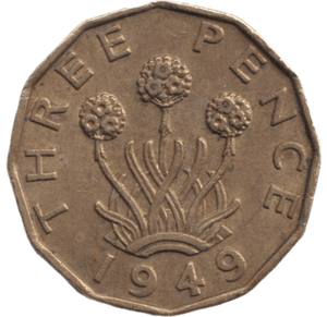 1949 BRASS THREEPENCE ( EF ) - THREEPENCE - Cambridgeshire Coins