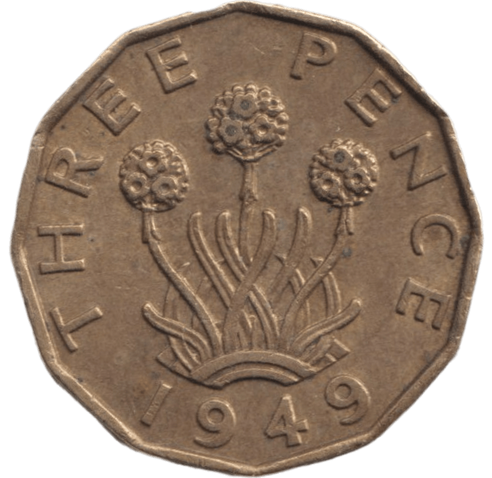 1949 BRASS THREEPENCE ( EF ) - THREEPENCE - Cambridgeshire Coins