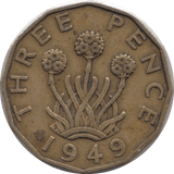 1949 BRASS THREEPENCE ( GF ) - THREEPENCE - Cambridgeshire Coins