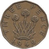 1949 BRASS THREEPENCE ( GF ) - THREEPENCE - Cambridgeshire Coins