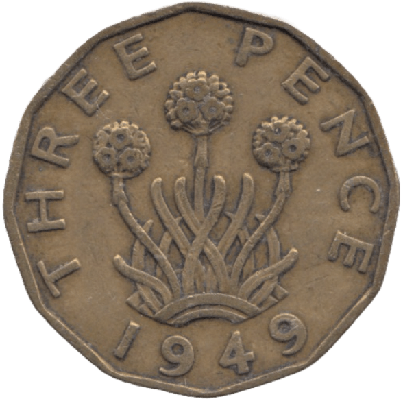 1949 BRASS THREEPENCE ( GF ) - THREEPENCE - Cambridgeshire Coins