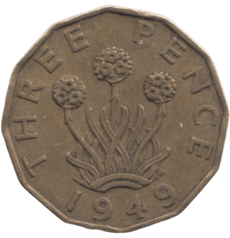 1949 BRASS THREEPENCE ( GVF ) REF 3 - THREEPENCE - Cambridgeshire Coins