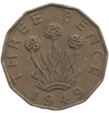 1949 BRASS THREEPENCE ( GVF ) REF 3 - THREEPENCE - Cambridgeshire Coins