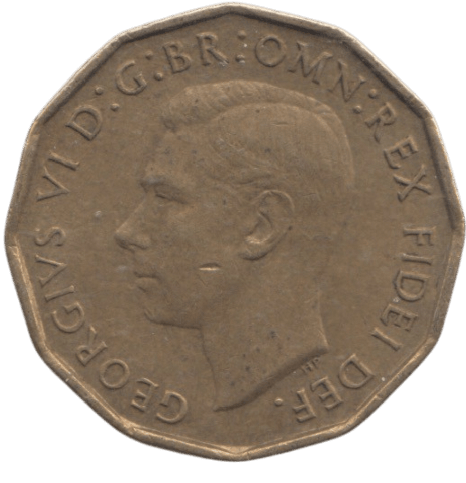 1949 BRASS THREEPENCE ( GVF ) REF 5 - THREEPENCE - Cambridgeshire Coins