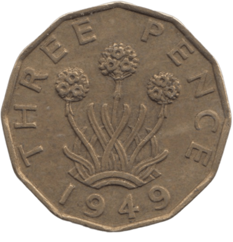 1949 BRASS THREEPENCE ( GVF ) REF 5 - THREEPENCE - Cambridgeshire Coins
