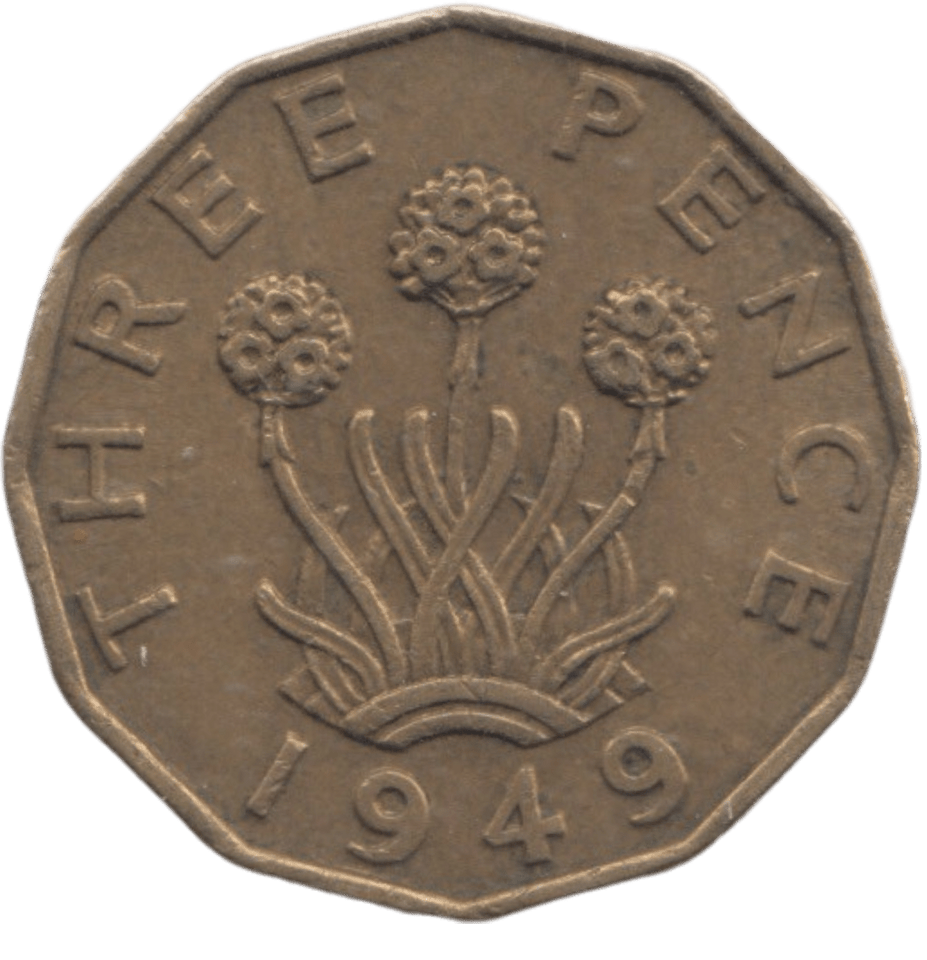 1949 BRASS THREEPENCE ( GVF ) REF 7 - THREEPENCE - Cambridgeshire Coins