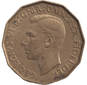 1949 BRASS THREEPENCE ( GVF ) - THREEPENCE - Cambridgeshire Coins