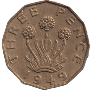 1949 BRASS THREEPENCE ( GVF ) - THREEPENCE - Cambridgeshire Coins