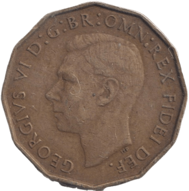 1949 BRASS THREEPENCE KEY DATE ( FINE ) - THREEPENCE - Cambridgeshire Coins