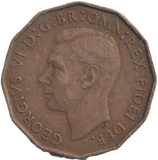 1949 BRASS THREEPENCE KEY DATE ( FINE ) - THREEPENCE - Cambridgeshire Coins