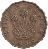1949 BRASS THREEPENCE KEY DATE ( FINE ) - THREEPENCE - Cambridgeshire Coins