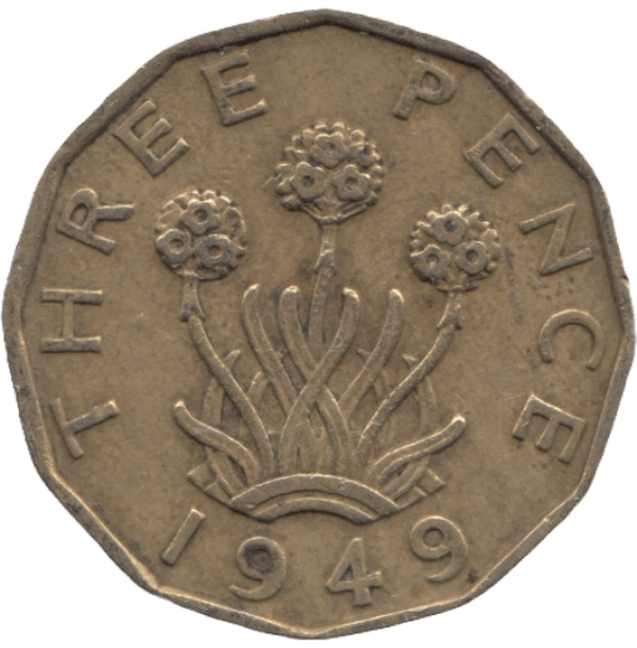 1949 BRASS THREEPENCE ( VF ) - THREEPENCE - Cambridgeshire Coins