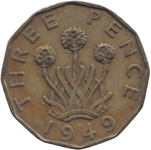 1949 BRASS THREEPENCE ( VF ) - THREEPENCE - Cambridgeshire Coins