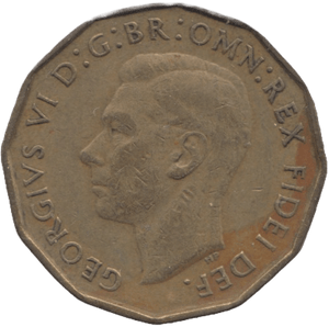 1949 BRASS THREEPENCE ( VF ) - THREEPENCE - Cambridgeshire Coins