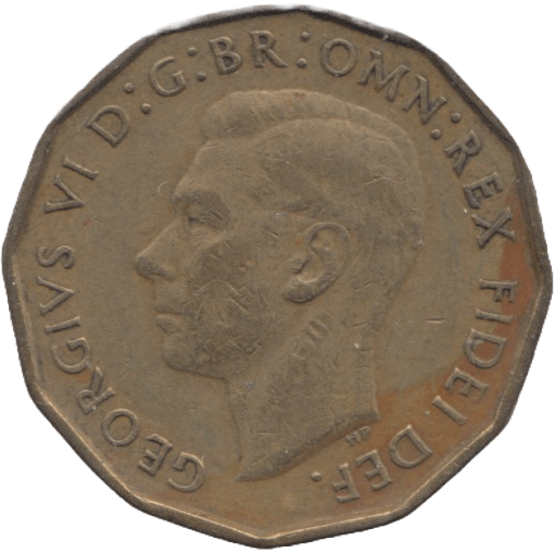 1949 BRASS THREEPENCE ( VF ) - THREEPENCE - Cambridgeshire Coins