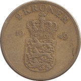 1949 DANISH 2 KRONER - Silver Proof - Cambridgeshire Coins