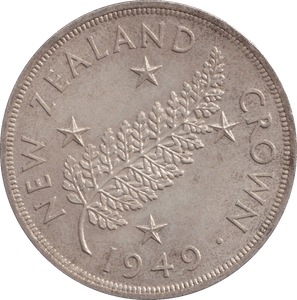 1949 SILVER CROWN NEW ZEALAND 1 - SILVER WORLD COINS - Cambridgeshire Coins