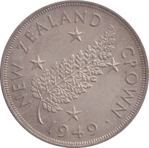 1949 SILVER CROWN NEW ZEALAND 3 - SILVER WORLD COINS - Cambridgeshire Coins