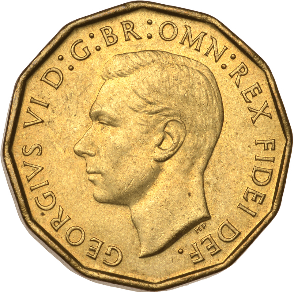 1949 THREEPENCE ( AUNC ) SCARCE BRASS