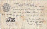 1949 WHITE FIVE POUND NOTE 8TH SEPTEMBER LONDON BANK OF ENGLAND BEALE W£5 - 16 - £5 BANKNOTES WHITE - Cambridgeshire Coins