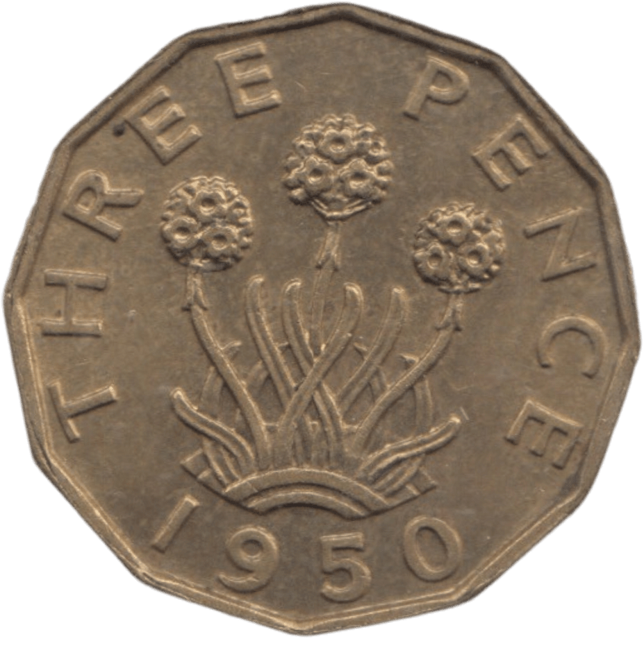 1950 BRASS THREEPENCE ( AUNC ) REF 11 - THREEPENCE - Cambridgeshire Coins