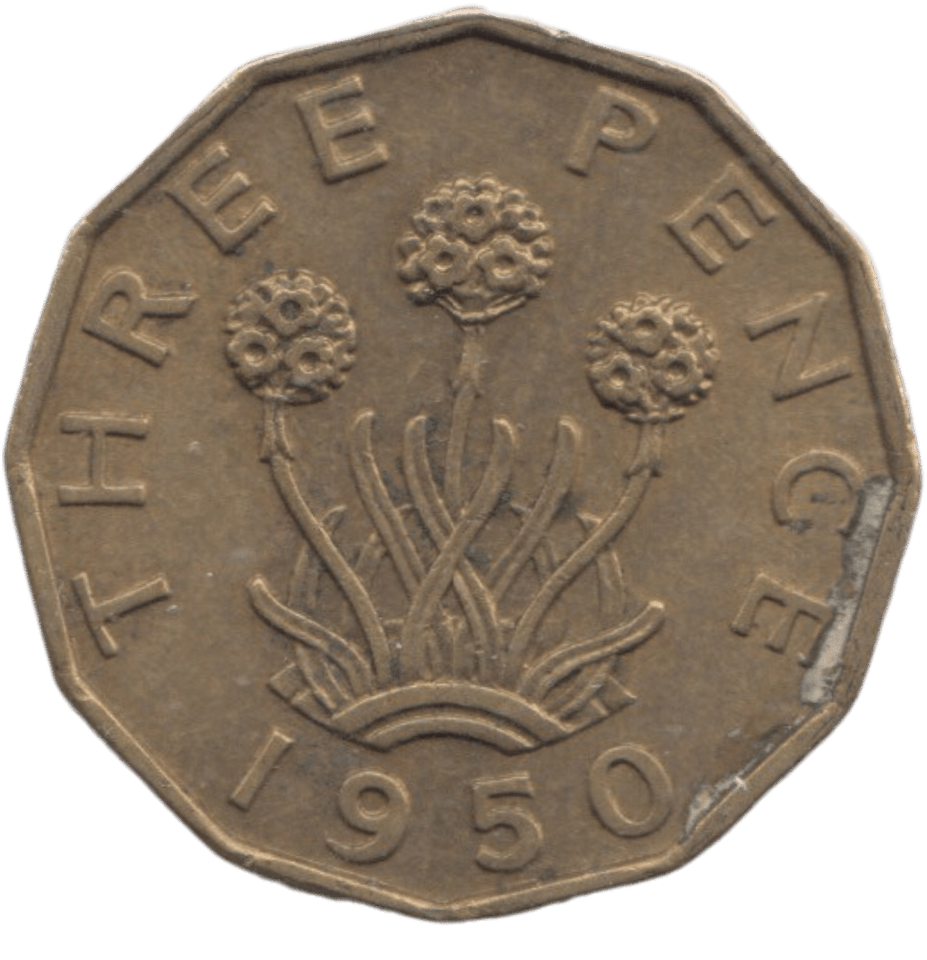 1950 BRASS THREEPENCE ( AUNC ) REF 21 - THREEPENCE - Cambridgeshire Coins