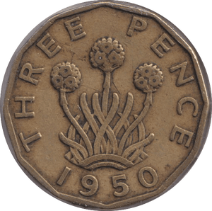 1950 THREE PENCE ( GVF ) - THREEPENCE - Cambridgeshire Coins