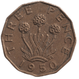 1950 THREEPENCE ( AUNC ) REF-37 - THREEPENCE - Cambridgeshire Coins