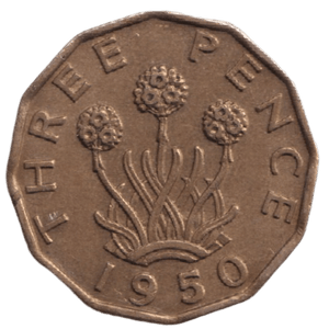 1950 THREEPENCE ( AUNC ) REF-40 - THREEPENCE - Cambridgeshire Coins
