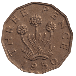 1950 THREEPENCE ( AUNC ) REF-43 - THREEPENCE - Cambridgeshire Coins