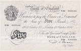 1950 WHITE FIVE POUND NOTE OCTOBER 13TH LONDON BANK OF ENGLAND BEALE W£5-48 - £5 BANKNOTES WHITE - Cambridgeshire Coins