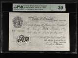 1950 WHITE FIVE POUNDS BANKNOTE BEALE PMG 30 VERY FINE R55062750 - PMG CERTIFIED ENGLISH BANKNOTES - Cambridgeshire Coins