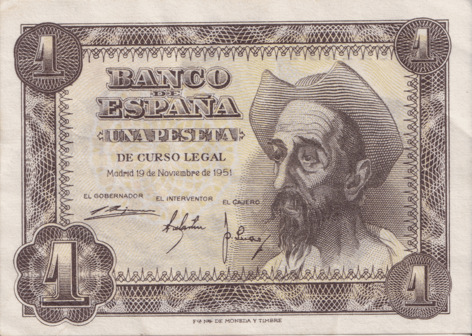 1951 1 PESTAS BANKNOTE SPAIN REF-1636 - WORLD BANKNOTES - Cambridgeshire Coins