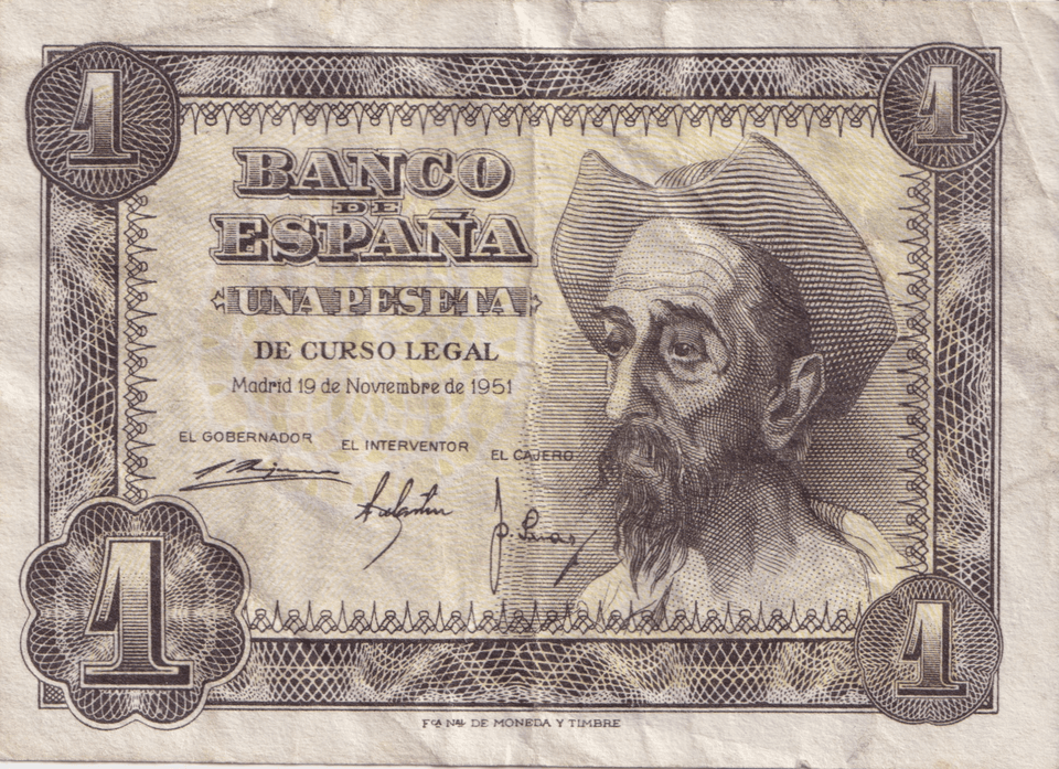 1951 1 PESTAS BANKNOTE SPAIN REF-1637 - WORLD BANKNOTES - Cambridgeshire Coins